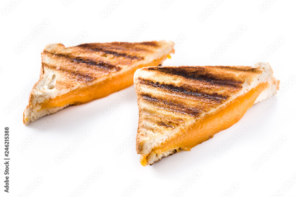 Grilled cheese sandwich isolated on white background Grilled cheese sandwich isolated on white background