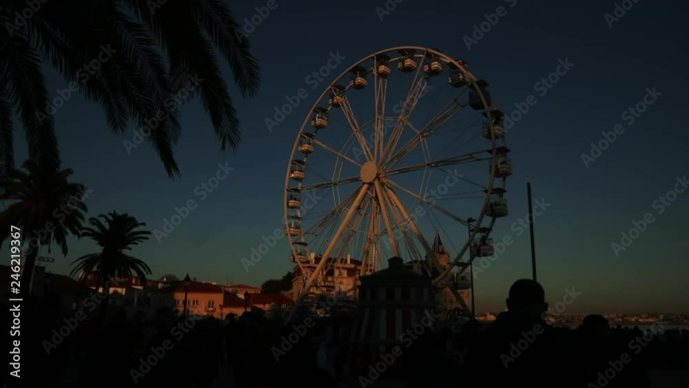 Ferris wheel at sunset in Cascais