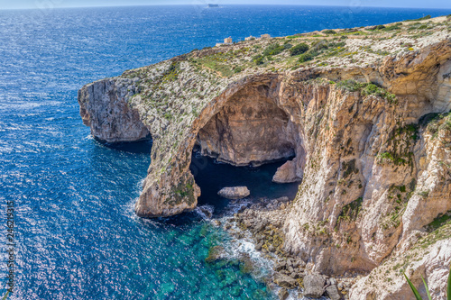 Obraz na płótnie Nature landmarks - Blue Grotto and cliff on the southeastern coast of Malta w salonie