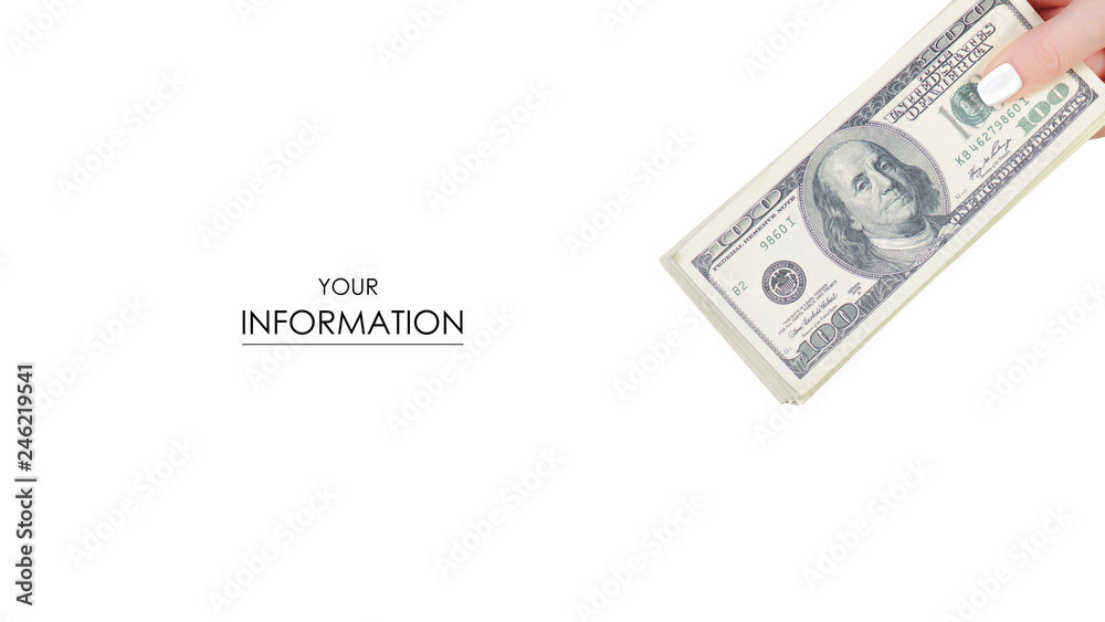 Money dollars in hands pattern on a white background isolation Money dollars in hands pattern on a white background isolation