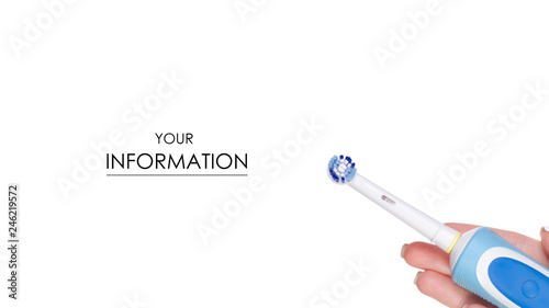 Electric toothbrush in hand pattern on a white background isolation