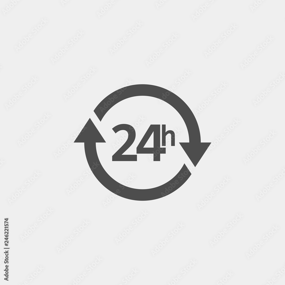 Around the clock flat vector icon. 24 hours flat vector icon Around the clock flat vector icon. 24 hours flat vector icon