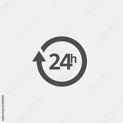 Around the clock flat vector icon. 24 hours flat vector icon