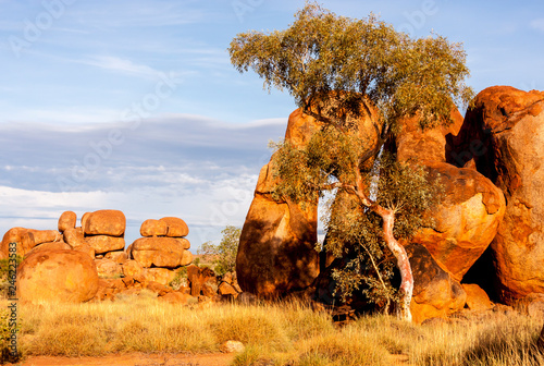 Stones in Australian outback. Devils Marbles (Karlu Karlu) Conservation Reserve, Northern Territory, Australia photo