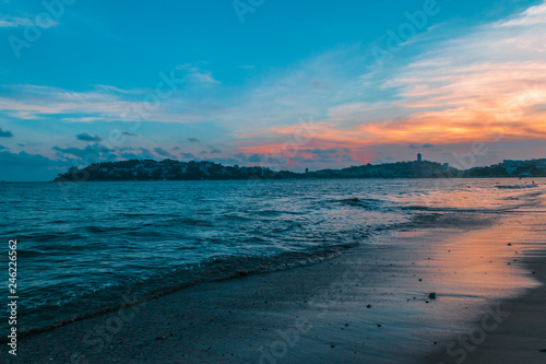 Beautiful sunset in Acapulco's beach