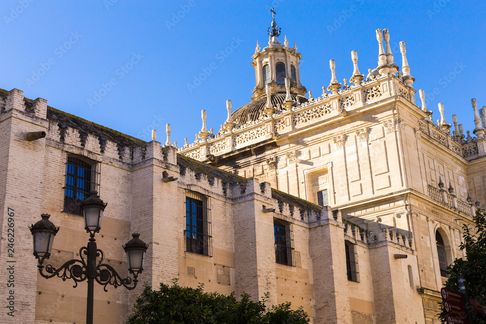 Fragment of the Cathedral - the main landmark of the city of Seville, Andalusia, Spain.