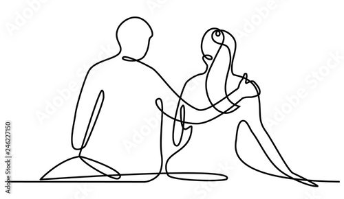 Lovers one line drawing art