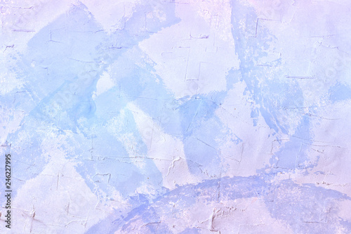 Pastel texture of plaster wall. Delicate violet and blue brushstrokes.
