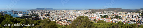 Panorama of the town  Malaga in Andalucia Spain.