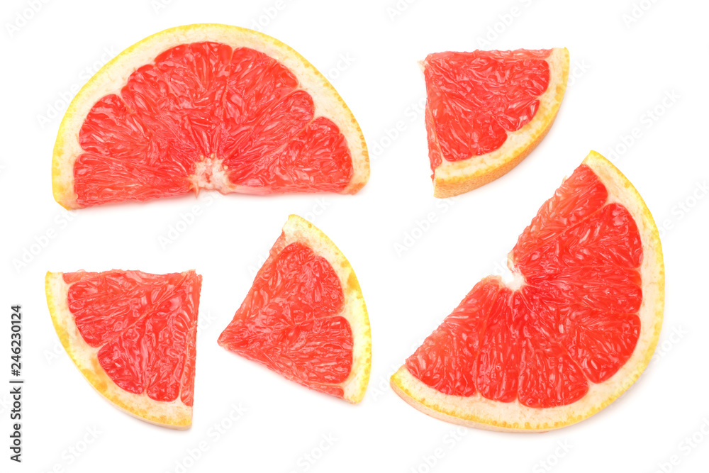 healthy food. sliced grapefruit isolated on white background. top view healthy food. sliced grapefruit isolated on white background. top view