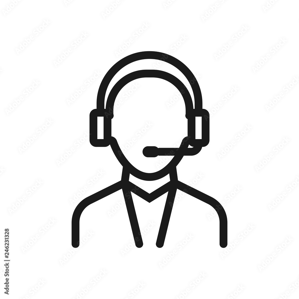 male telephone dispatcher. minimal thin line web icon. simple vector illustration outline. concept for infographic, website or app male telephone dispatcher. minimal thin line web icon. simple vector illustration outline. concept for infographic, website or app