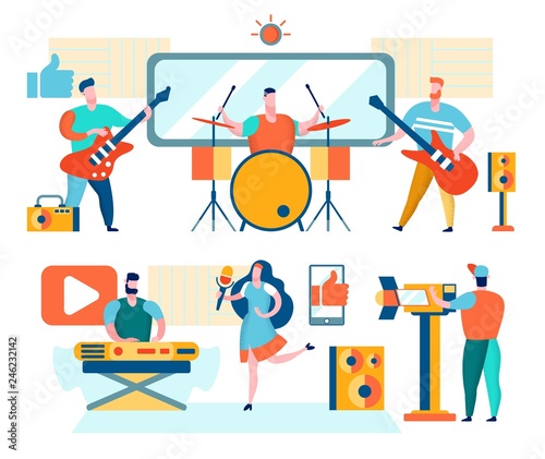 Musicians and Singers Recording Youtube Video.