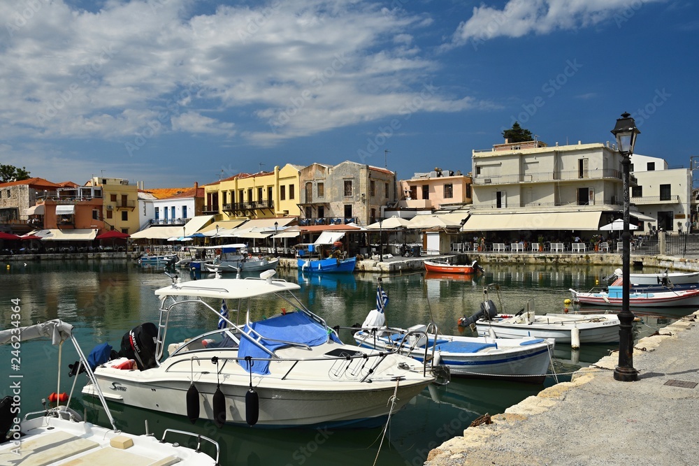 20th August 2017 Rethymno Crete, Greece. Old Venetian harbor of Rethimno.