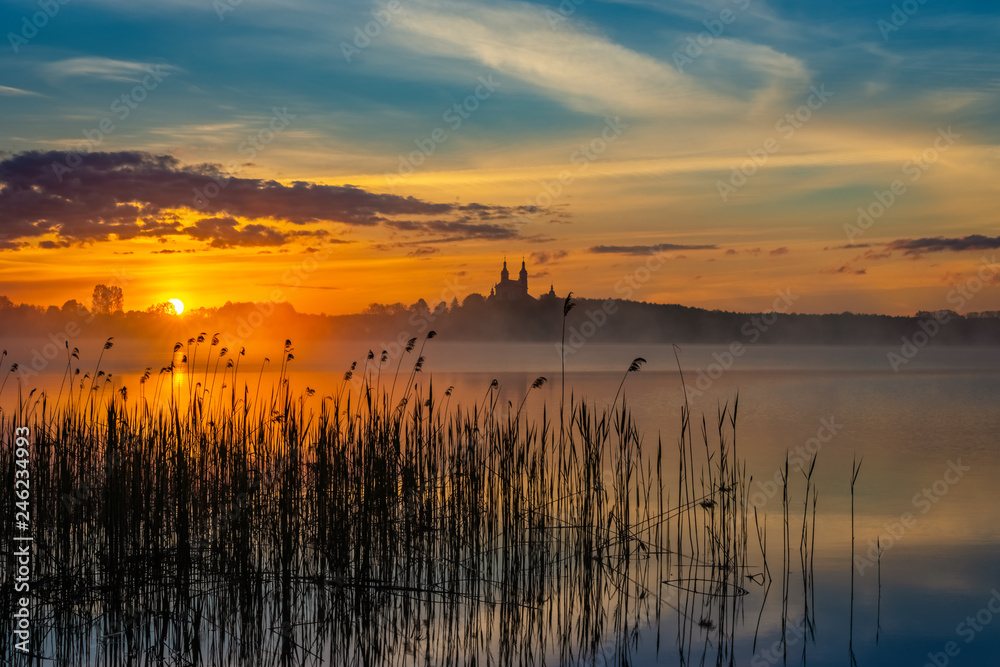 Sunrise, Lake Wigry, Poland, Europe