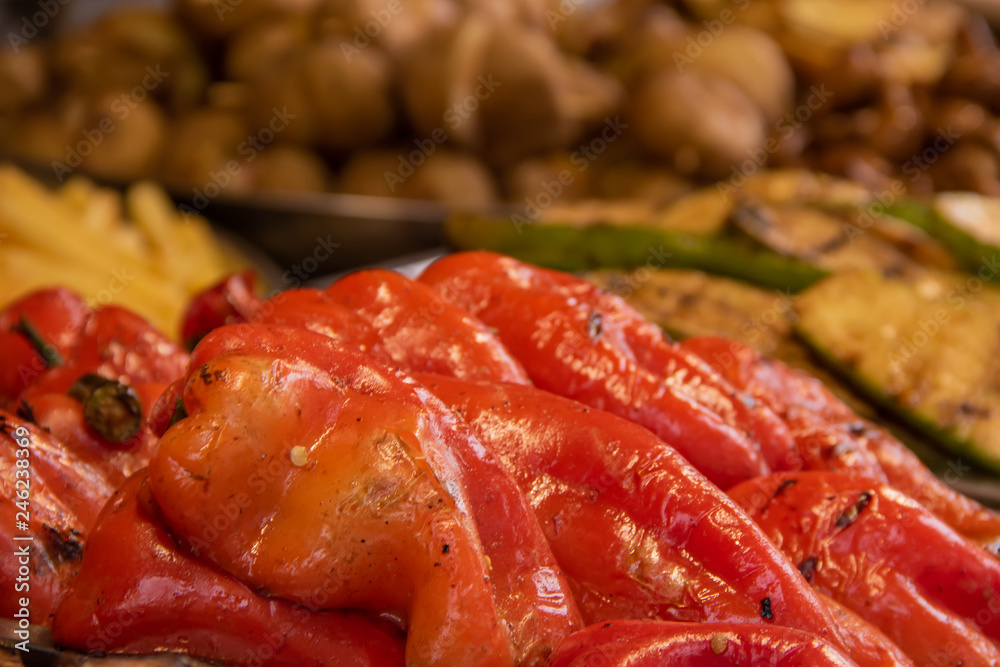 Fried grilled vegetables on grille red sweet pepper Fried grilled vegetables on grille red sweet pepper