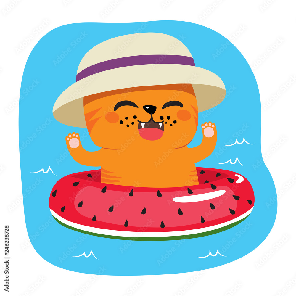 Summer Cat On Inflatable Summer Cat On Inflatable