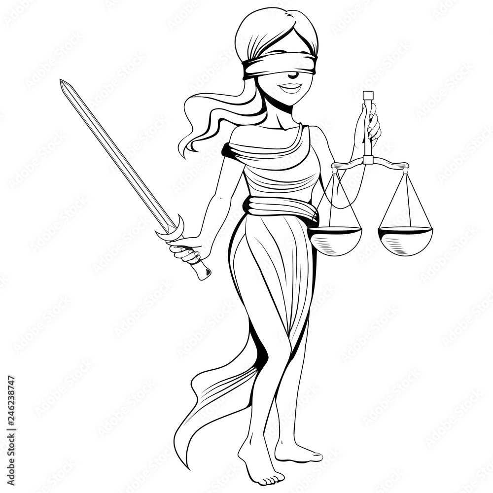 Line Art Lady Justice Stock Vector | Adobe Stock