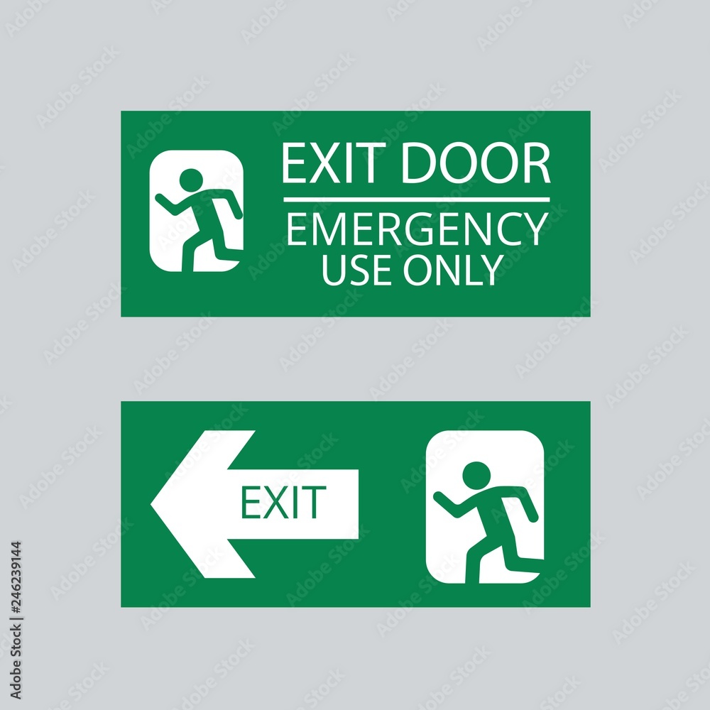 emergency exit sign in flat design emergency exit sign in flat design