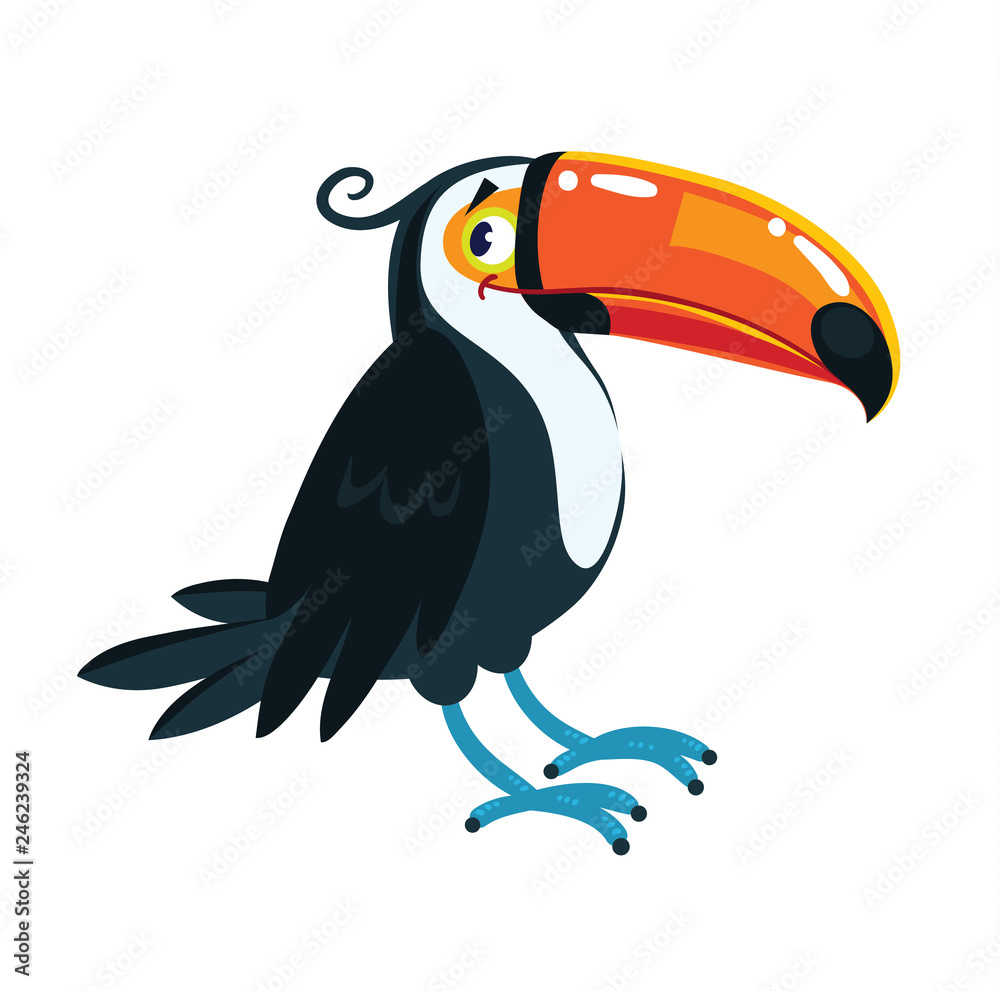 Fototapeta premium Toucan. Children vector illustration of funny bird
