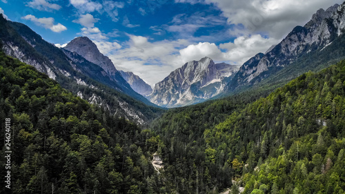 Aerial view of beautiful Triglav mountains  part of Alps in Slovenia