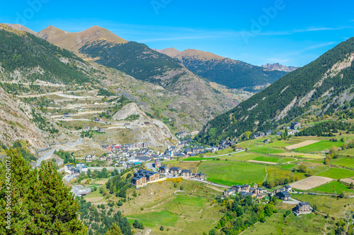 Photos Canillo town nested in the valley of river Valira at Andorra