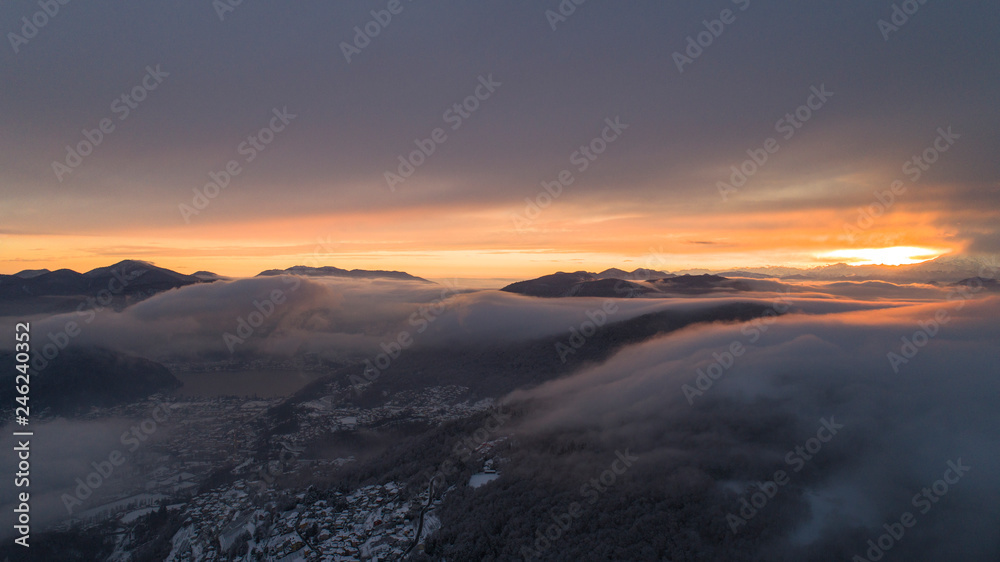 sunset from the Swiss mountains