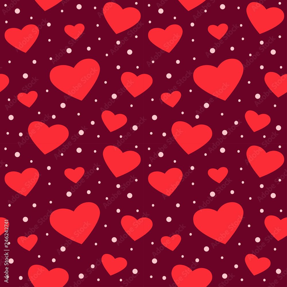 Seamless black pattern with hearts