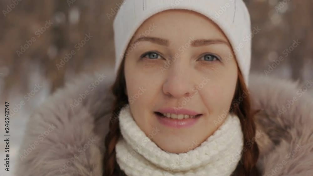 portrait of a beautiful woman in the winter forest portrait of a beautiful woman in the winter forest