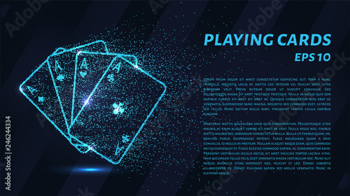 Playing card. A grid of blue stars in the night sky. Glowing dots create the shape of playing cards. Casino, poker, gambling, card and other concepts illustration or background.