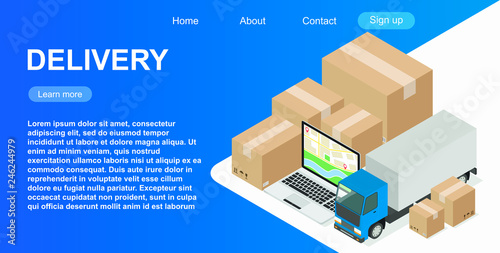 website template of web page for delivery. Vector