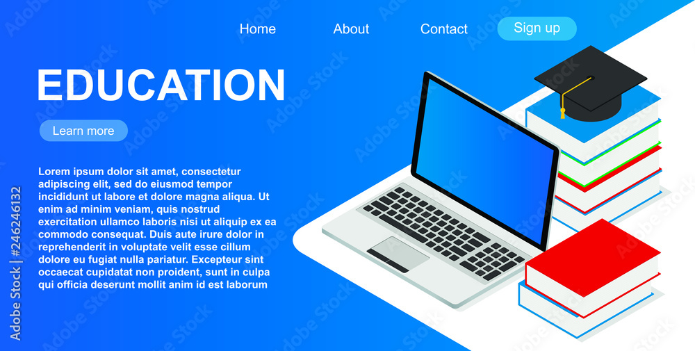 website template of web page for education. Vector website template of web page for education. Vector