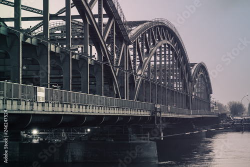 Hamburg harbour bridge over the river © marina