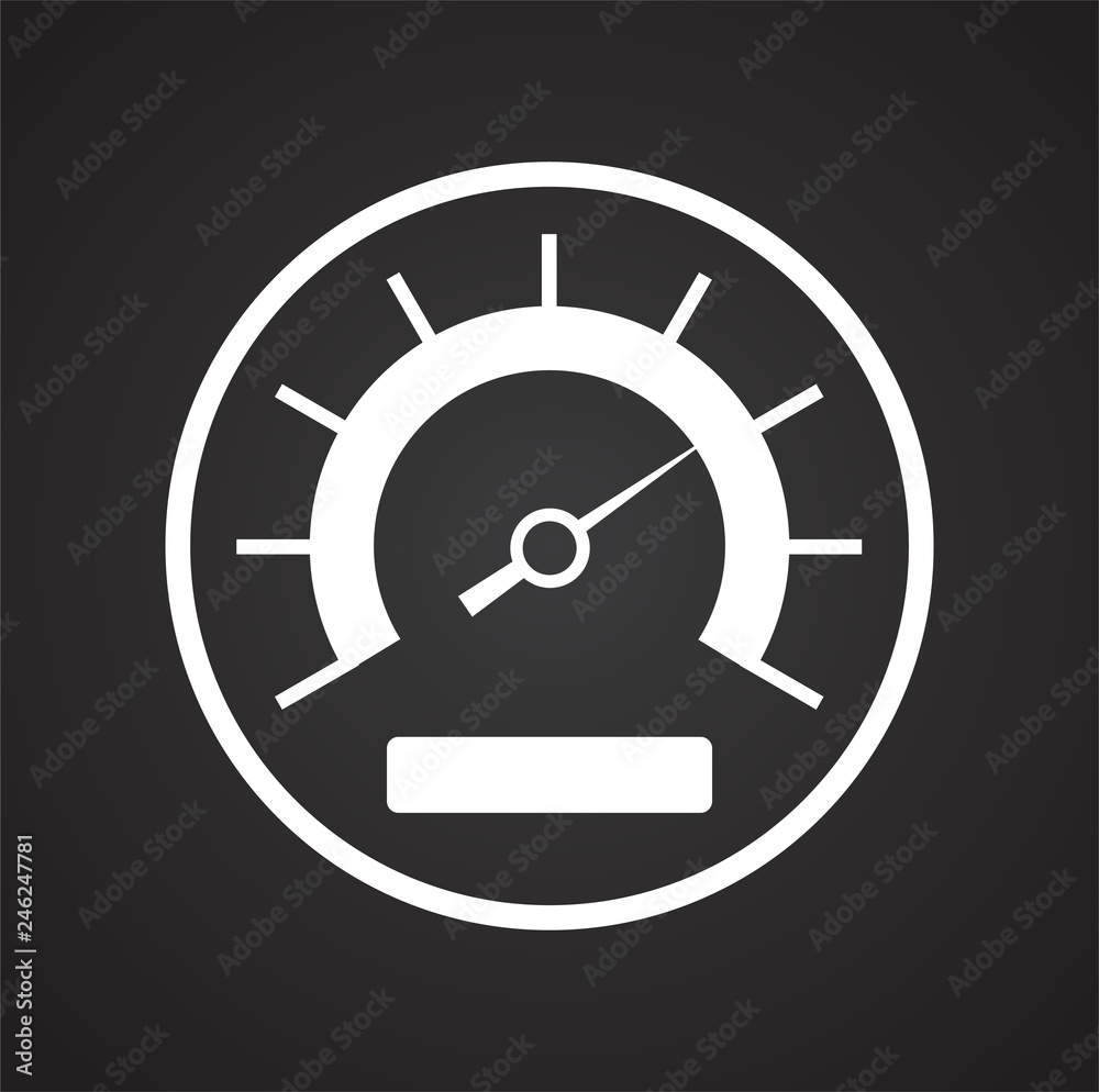 Analog gauge meter on black background for graphic and web design, Modern simple vector sign. Internet concept. Trendy symbol for website design web button or mobile app Analog gauge meter on black background for graphic and web design, Modern simple vector sign. Internet concept. Trendy symbol for website design web button or mobile app
