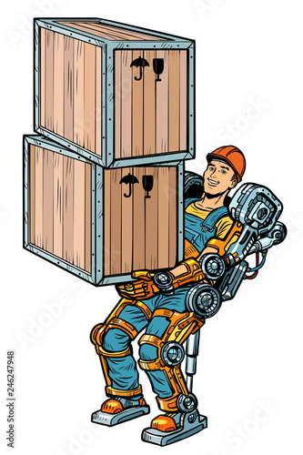 container loader. working in the exoskeleton