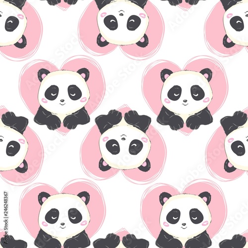 Cartoon Seamless Panda Pattern