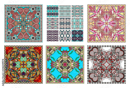 set of traditional kalamkari ornamental floral paisley design