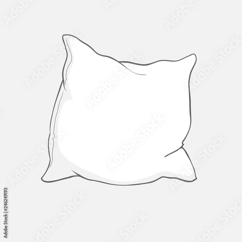 sketch vector illustration of pillow, art, pillow isolated, white pillow, bed pillow