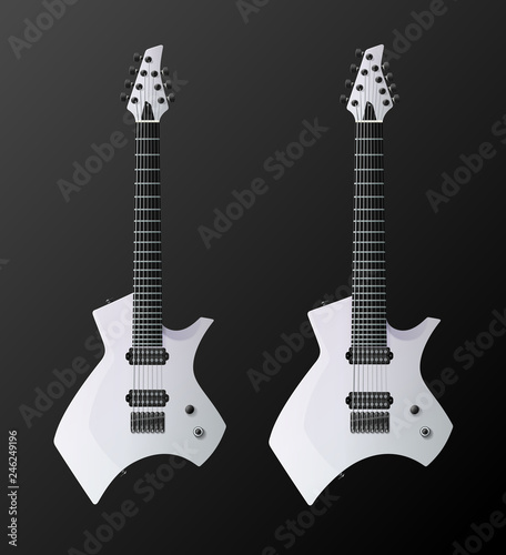 White Modern Electric Guitars. Easy Color Change. Vector EPS10 photo