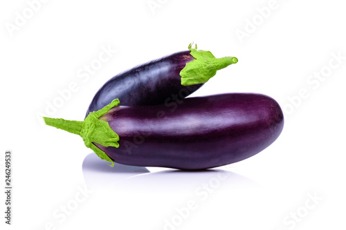 Insulated Eggplant. Fresh eggplant isolated on white background, with clipping path. Photo of eggplant on white background copy space.