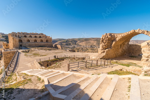 Stairs on Kerak castle courtyard, Al-Karak, Jordan photo