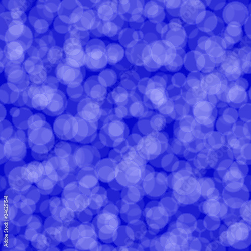 Abstract seamless pattern of randomly distributed translucent circles in blue colors