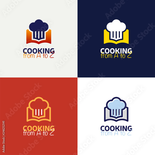 Recipe Book Logo Template Design in outline style Vector Design