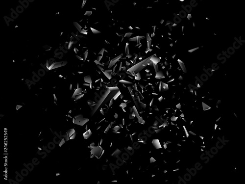 Shards of broken glass. Abstract explosion. Realistic vector background