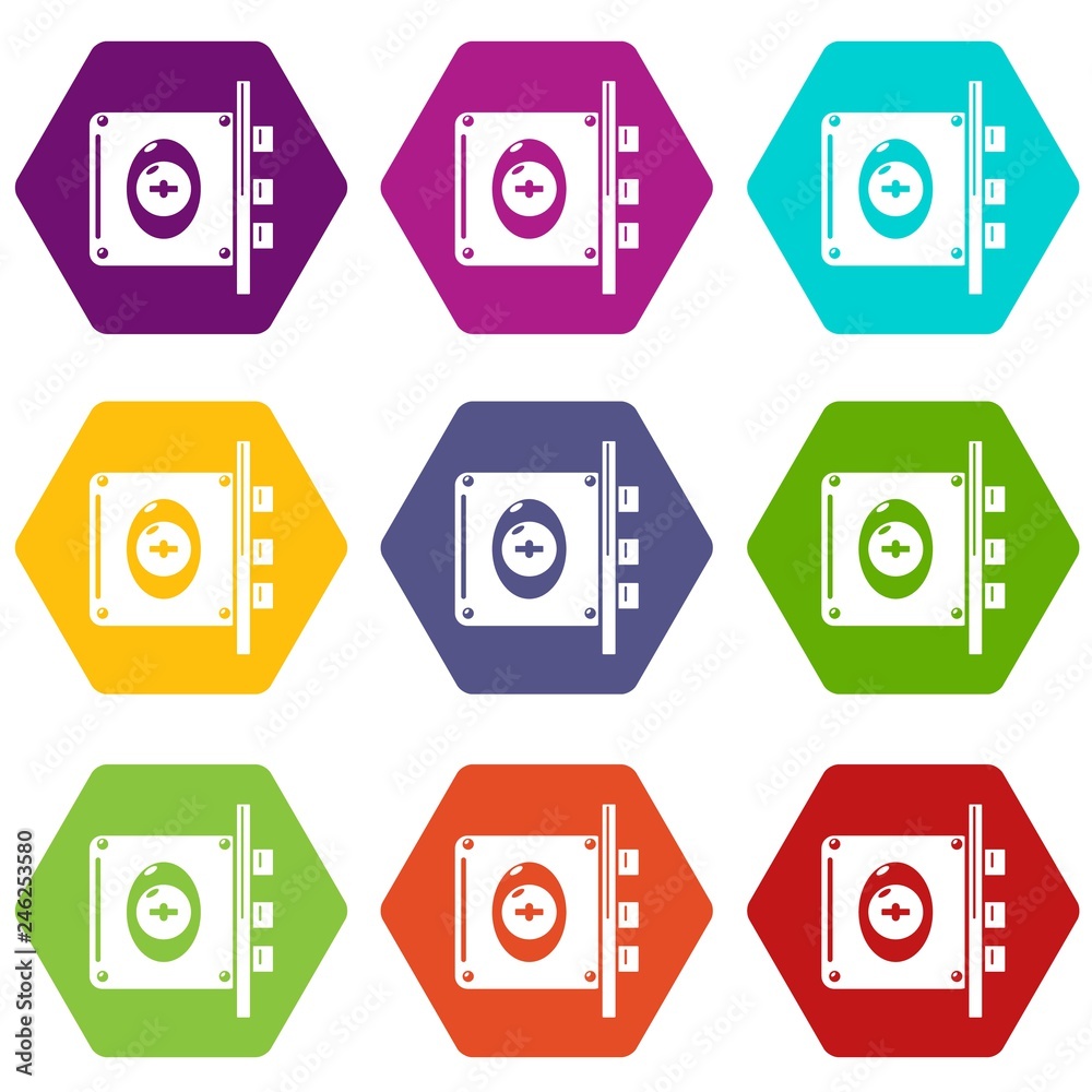 Lock interroom icons 9 set coloful isolated on white for web Lock interroom icons 9 set coloful isolated on white for web