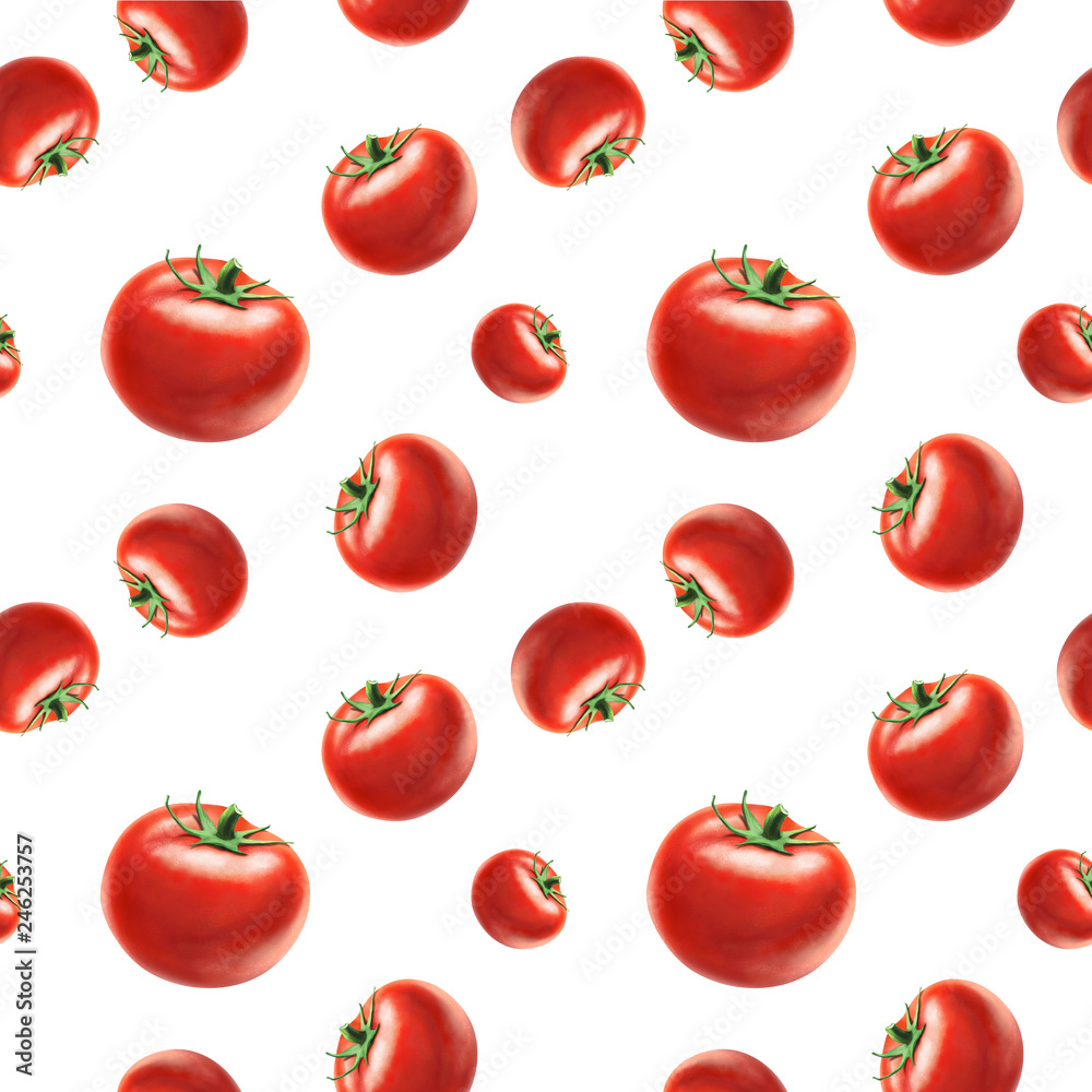 A tomato. Drawn image of tomato made by pattern, isolated on white background A tomato. Drawn image of tomato made by pattern, isolated on white background
