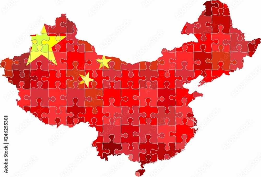 Naklejka premium China map made of puzzle background - Illustration