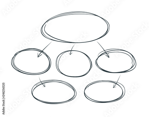 Business flowchart, infographic. Graphical diagram, scheme, chart. Template for presentation, sketch vector illustration