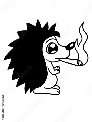 stoned kiffer kiffen joint weed drogen rauchen hanf cannabis zigarette kleiner süßer niedlicher igel herbst winter stacheln comic cartoon clipart