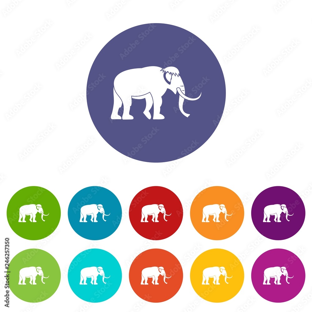 Obraz premium Mammoth icons color set vector for any web design on white background