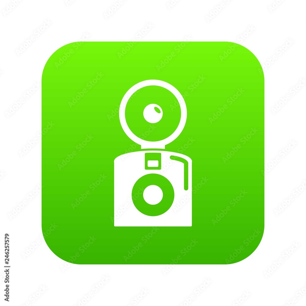 Oldschool camera icon green vector isolated on white background Oldschool camera icon green vector isolated on white background